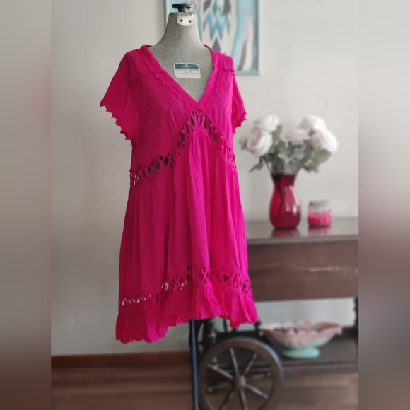 Free People Marissa Pink Mini Dress Women's Size L - Picture 13 of 14